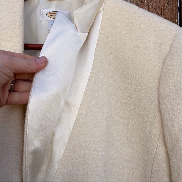 TALBOTS Women’s Cream Textured Italian Silk Cotton Fabric Blazer Jacket Size 10 - Picture 4 of 16